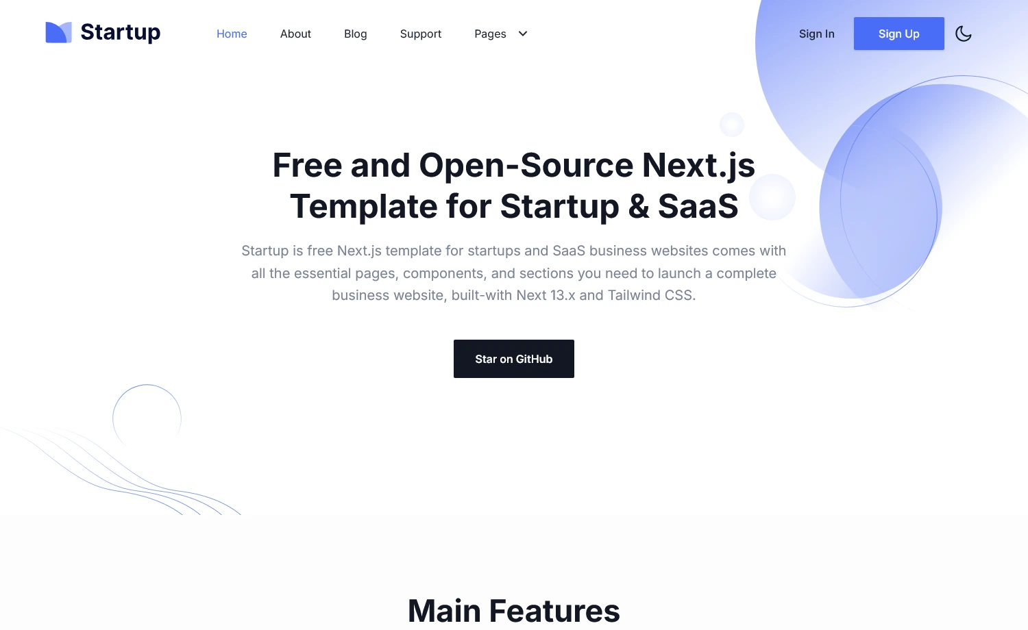 Startup – Free Tailwind CSS Next.js Business & Corporate Template