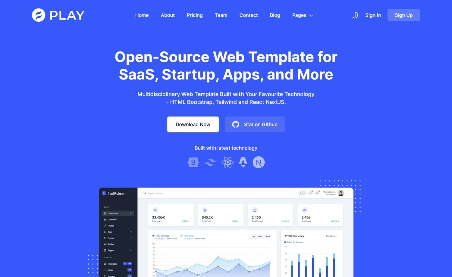 Play – Free Tailwind CSS Business & Corporate Template