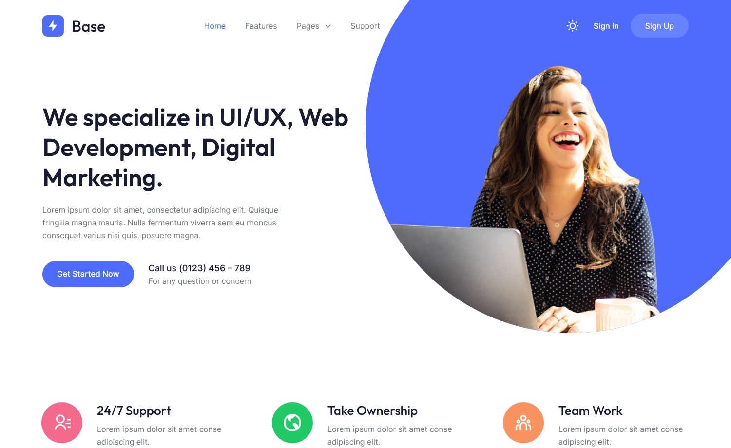 Base – Free Tailwind CSS Digital Agency Website Template
