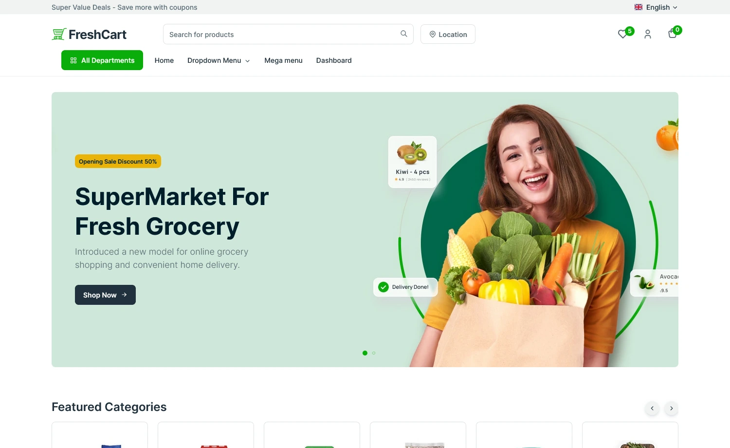 FreshCart – Free Responsive Tailwind CSS eCommerce Template