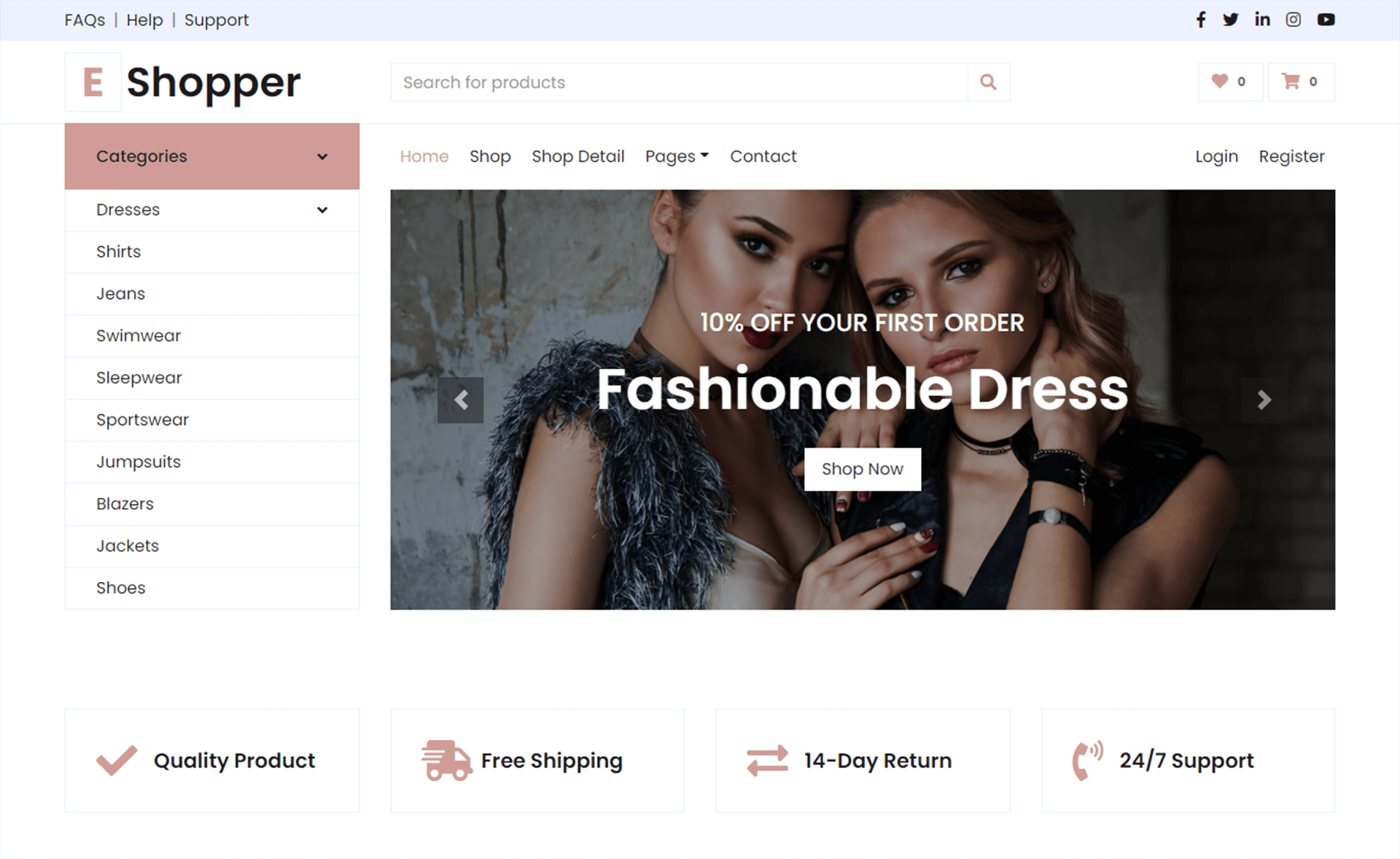 Eshopper – Free Bootstrap 4 E-commerce Website Template