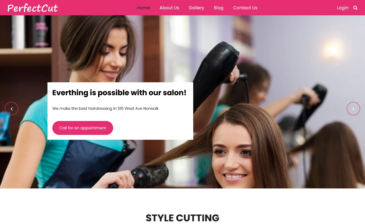 PerfectCut – Free Responsive Bootstrap Salon Website Template