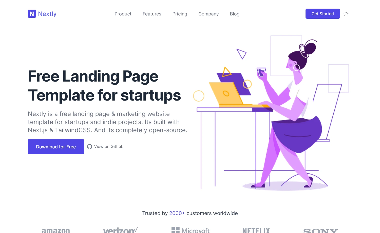 Nextly – Free Responsive Tailwind CSS Landing Page Template