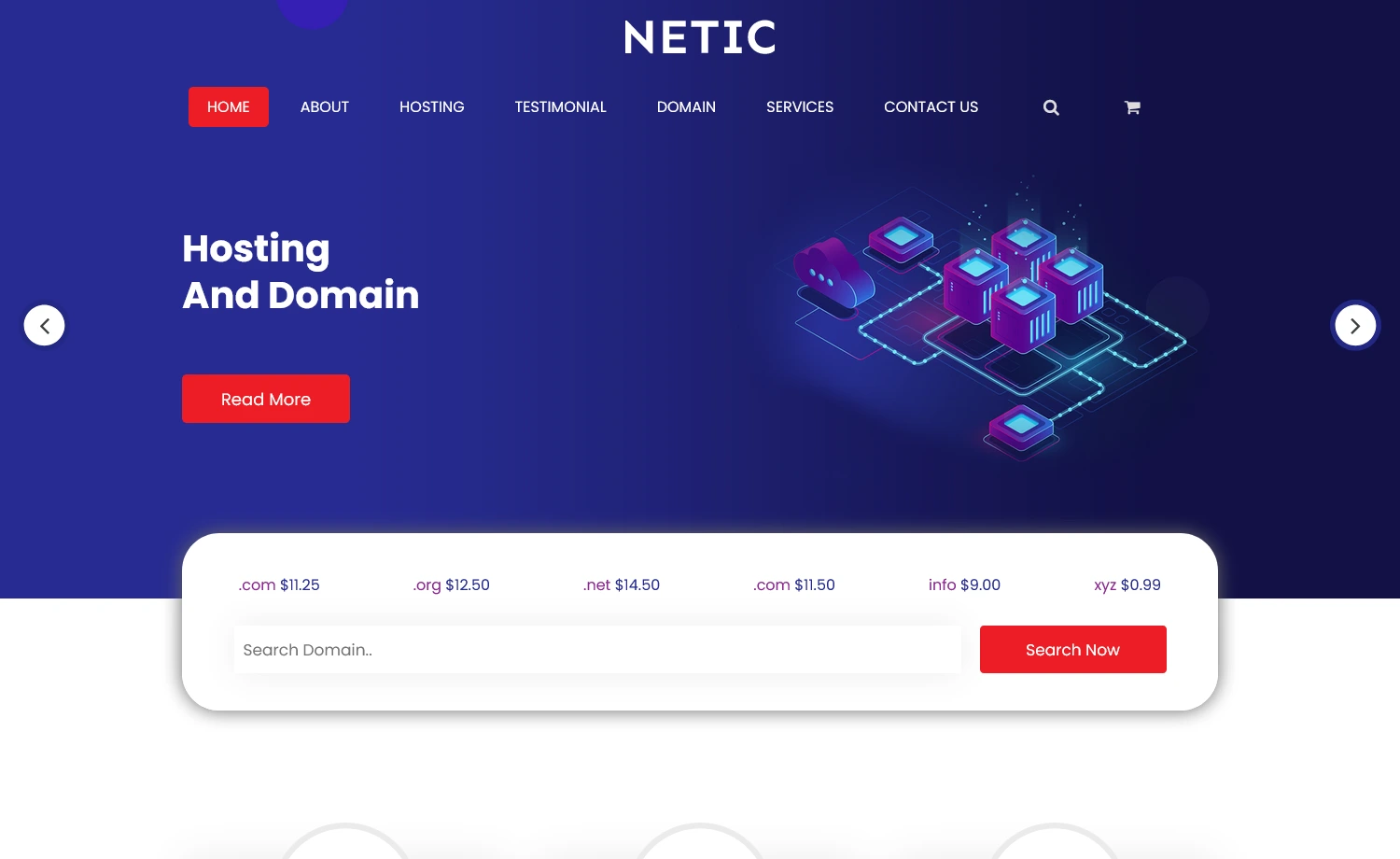 Netic – Free Bootstrap Web Hosting Website Template