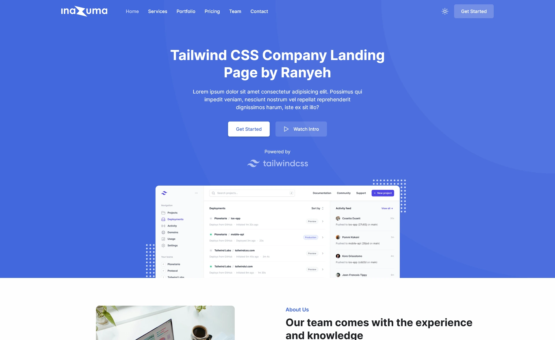 Inazuma – Free Tailwind CSS Company Landing Page Template