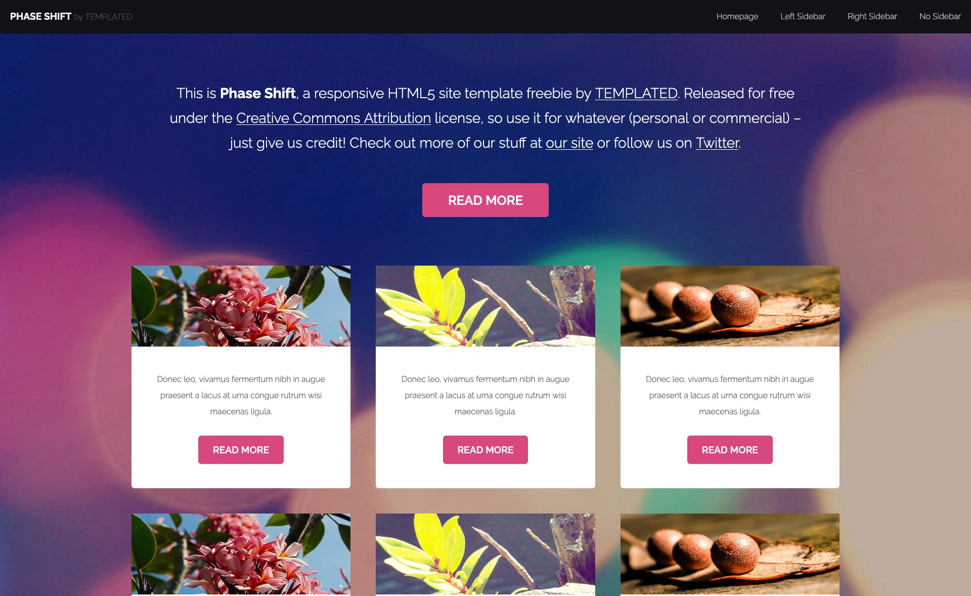 PhaseShift – Free HTML5 Multipurpose Landing Page Template
