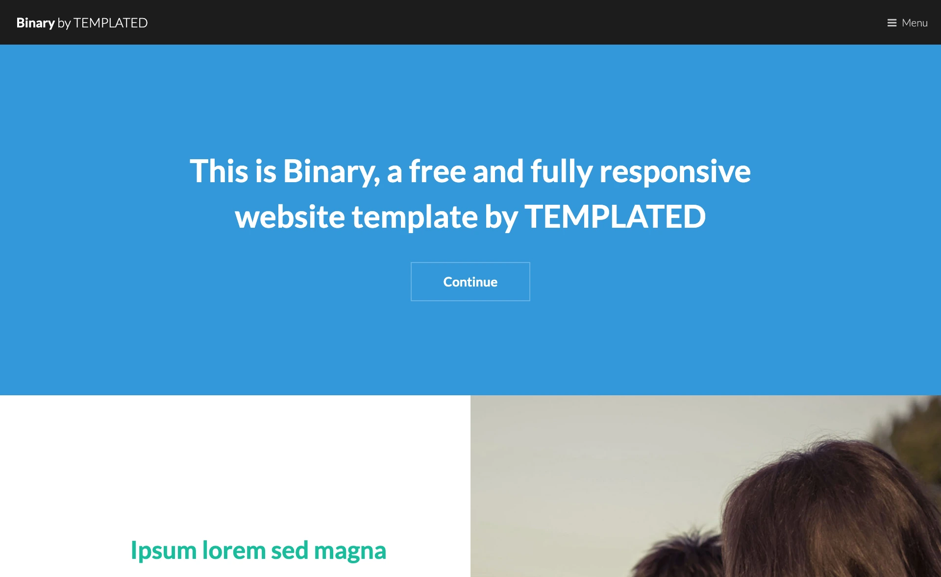 Binary – Free Responsive HTML5 & CSS3 Landing Page Template