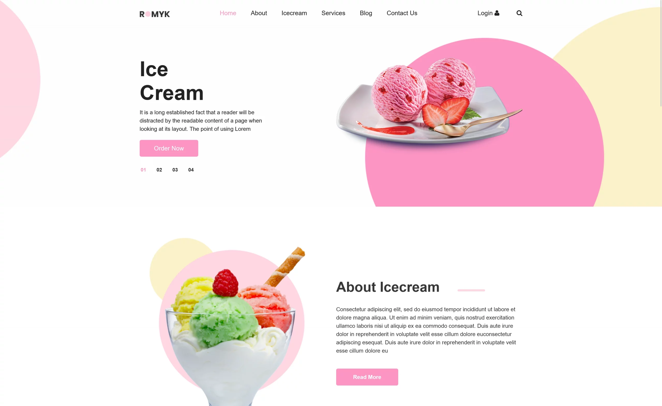 Romyk – Free Bootstrap 4 Ice Cream Parlor Website Template