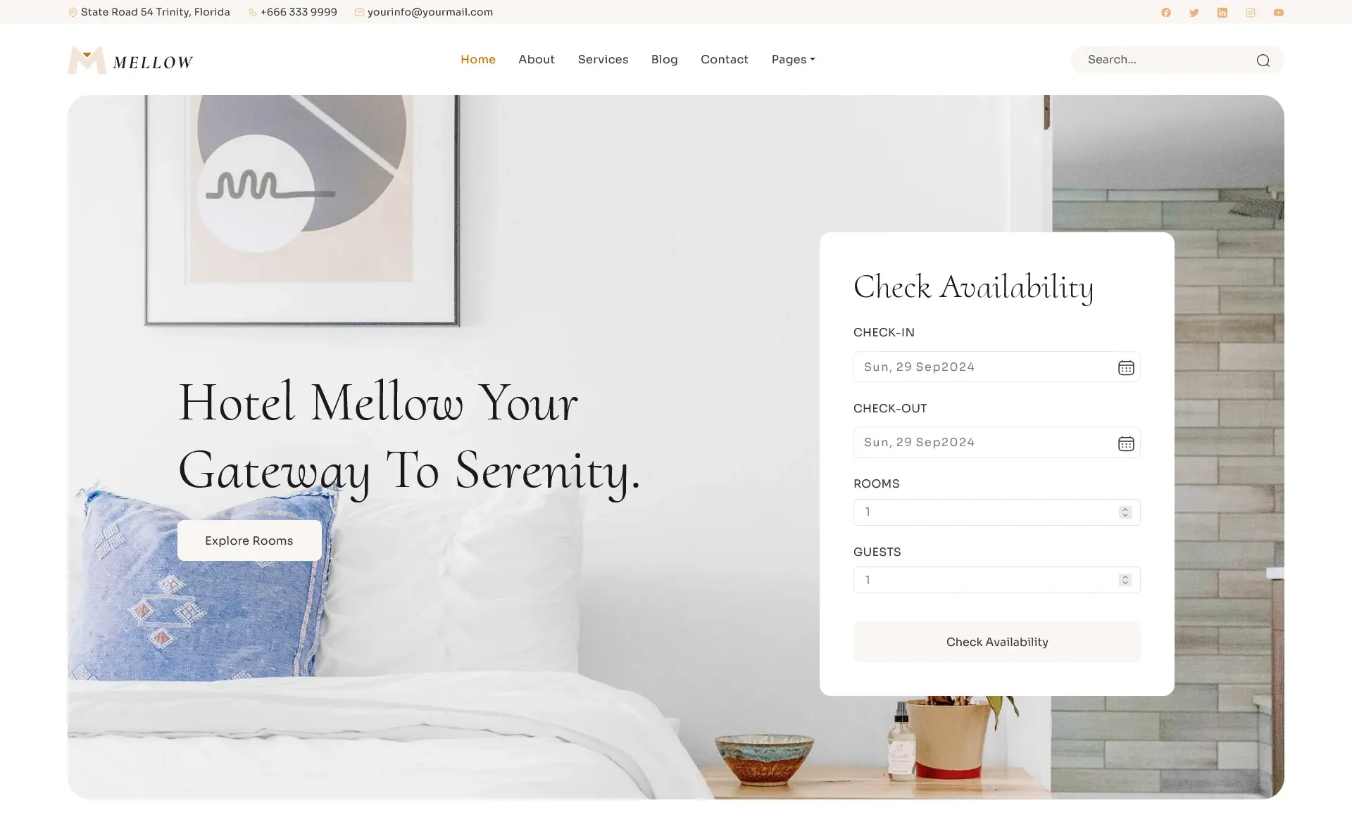 Mellow – Free Bootstrap 5 Hotel Management Website Template