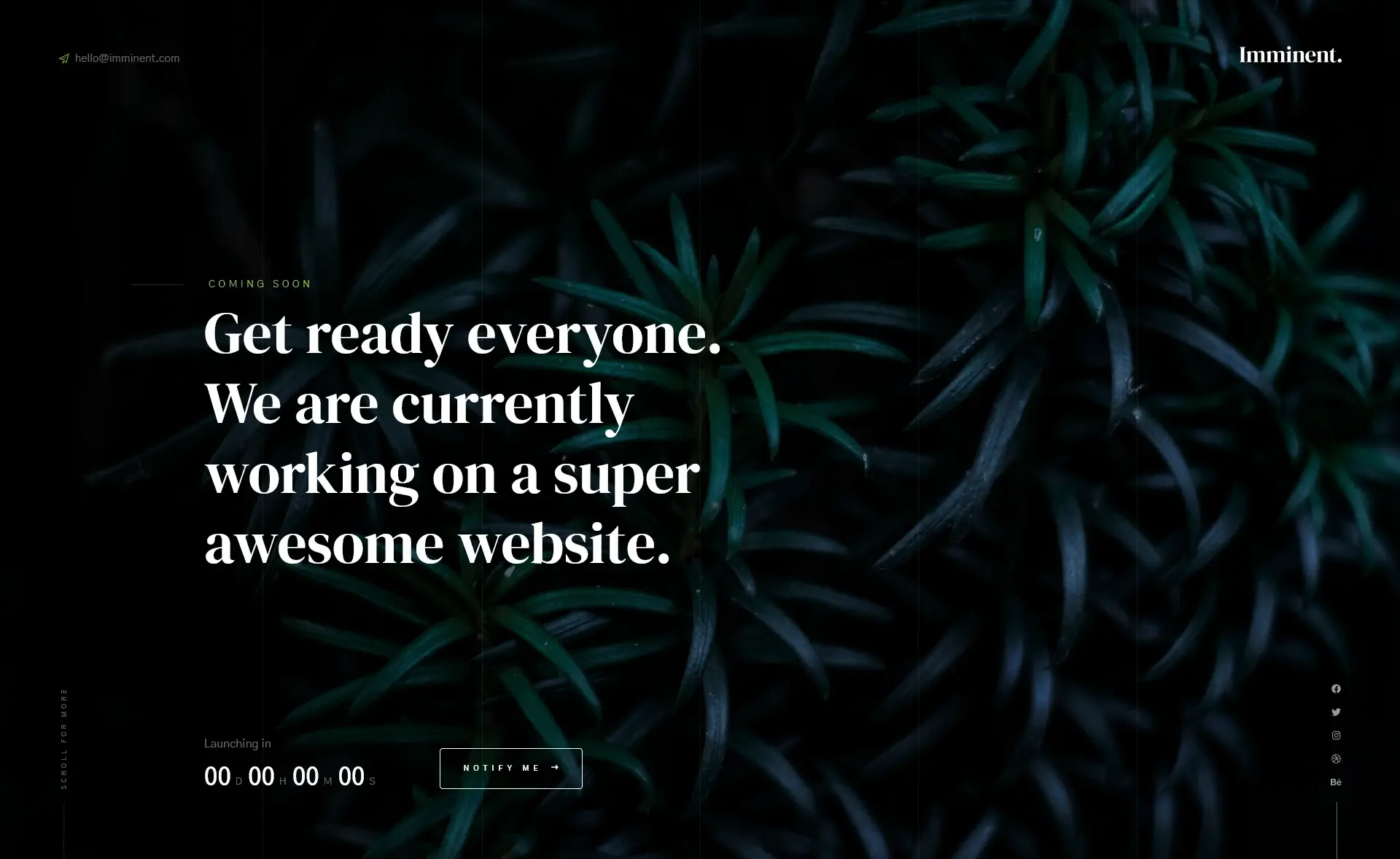 Imminent – Free One-Page Responsive Coming Soon Template
