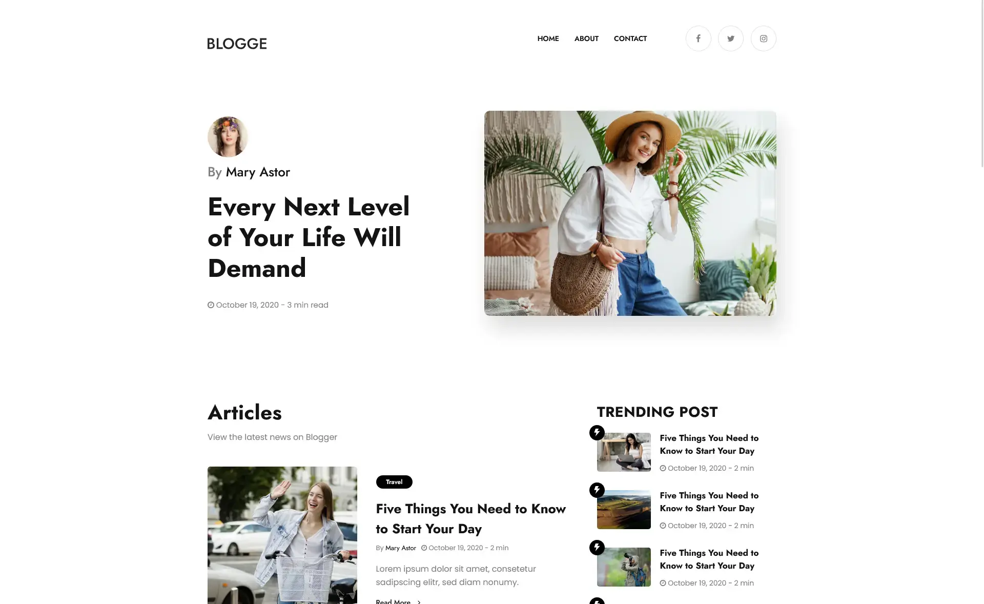 Blogge – Free Bootstrap 4 Responsive Blogging Website Template
