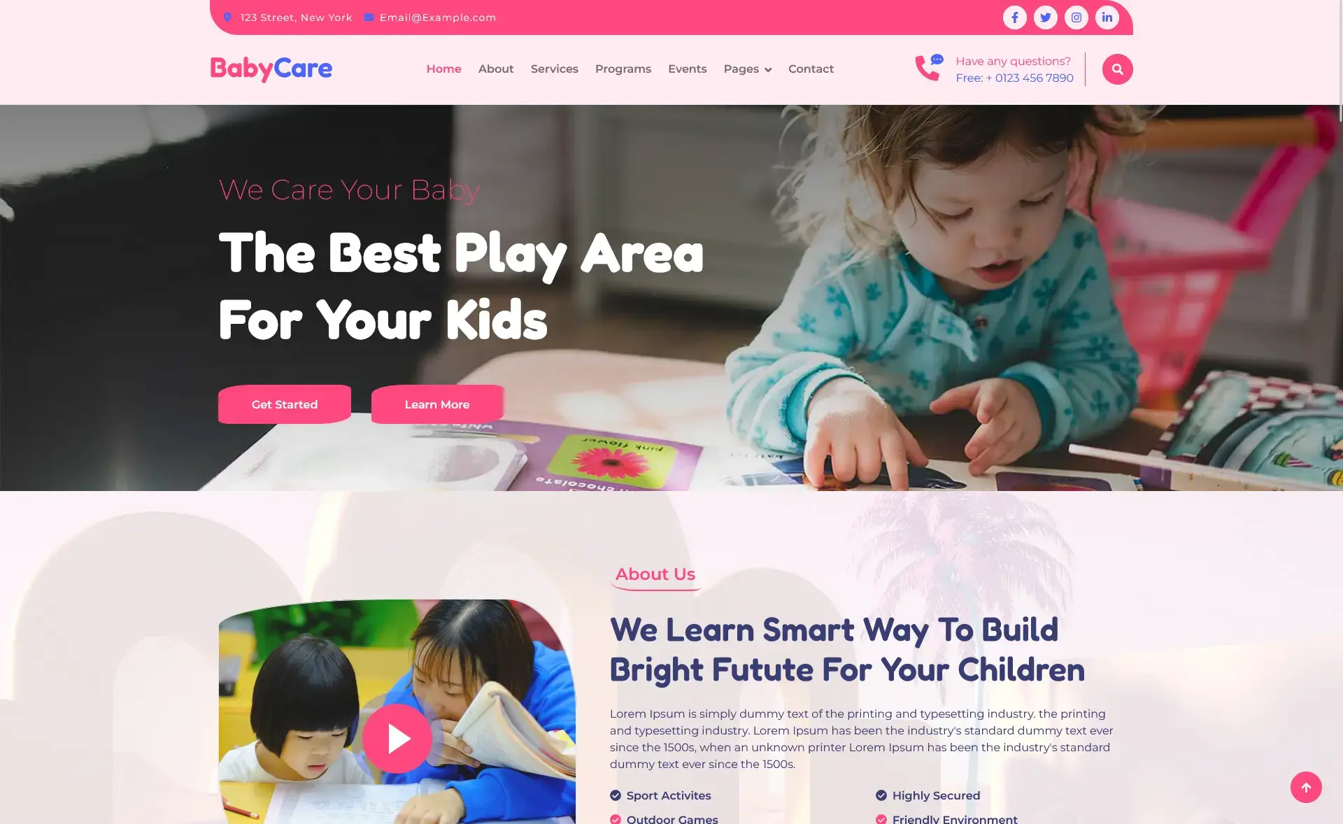BabyCare – Free Bootstrap 5 Educational Website Template