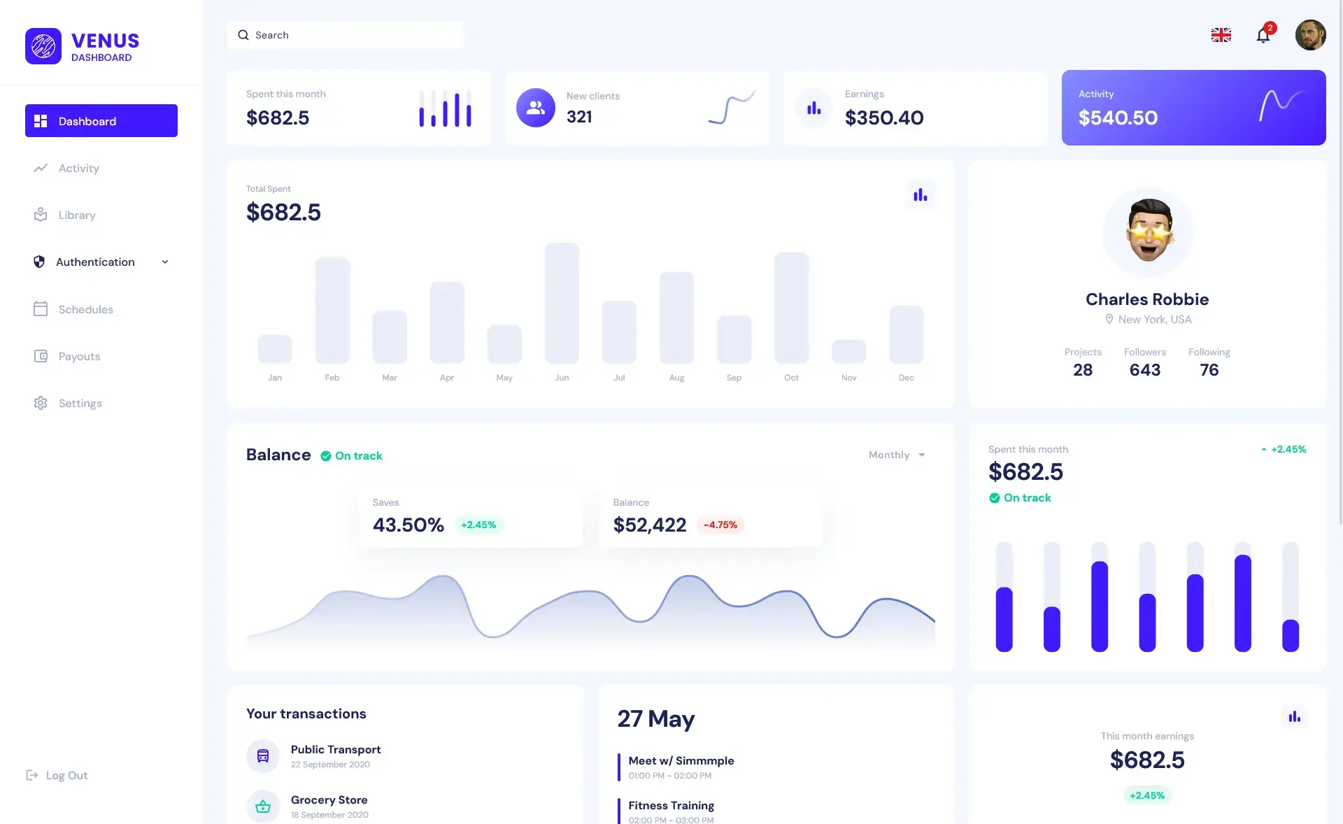Venus – Free Multi-page Material UI Admin Dashboard Template