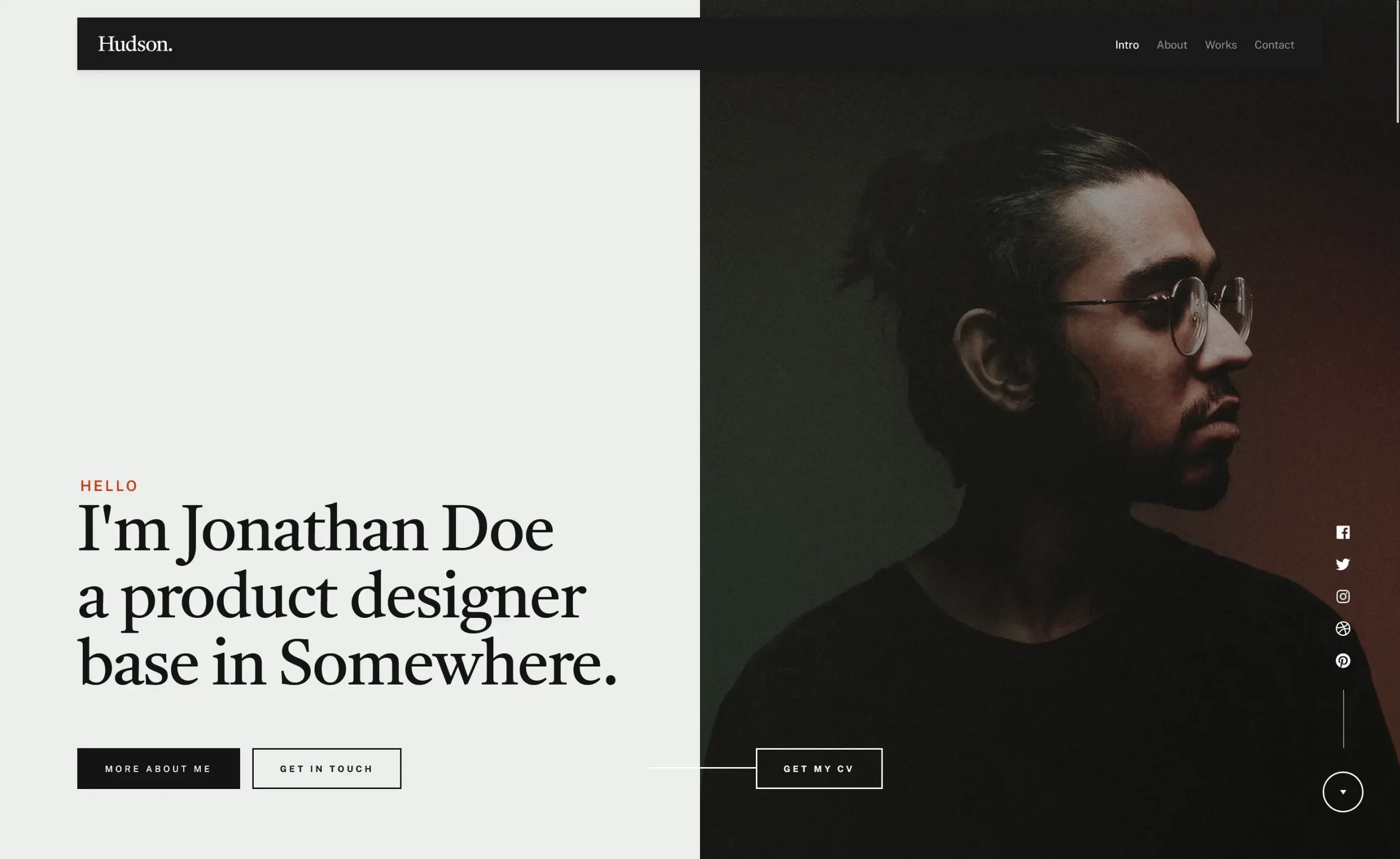 Hudson – Free Responsive HTML5 Personal Portfolio Template