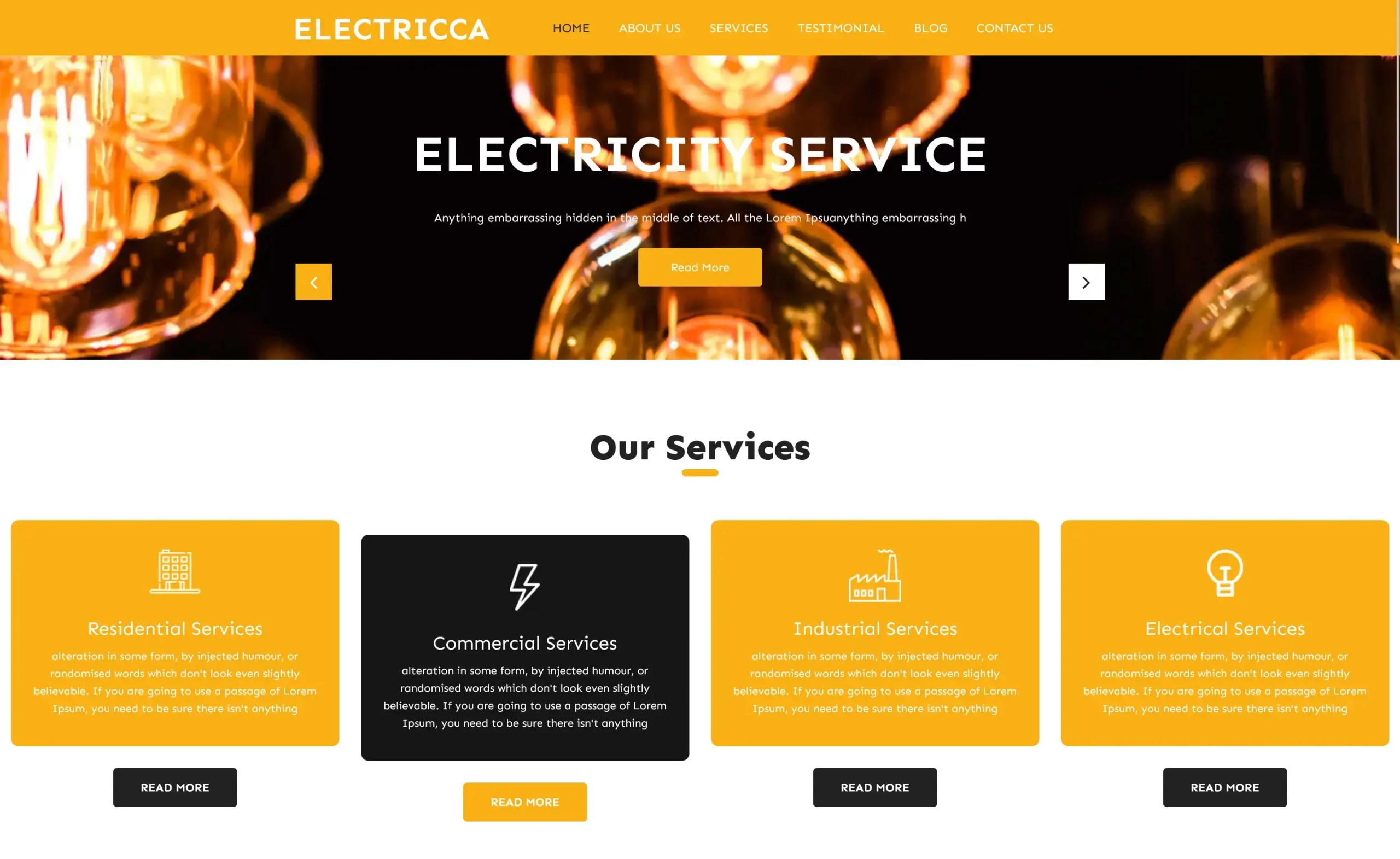 Electricca – Free Bootstrap 4 Corporate Website Template