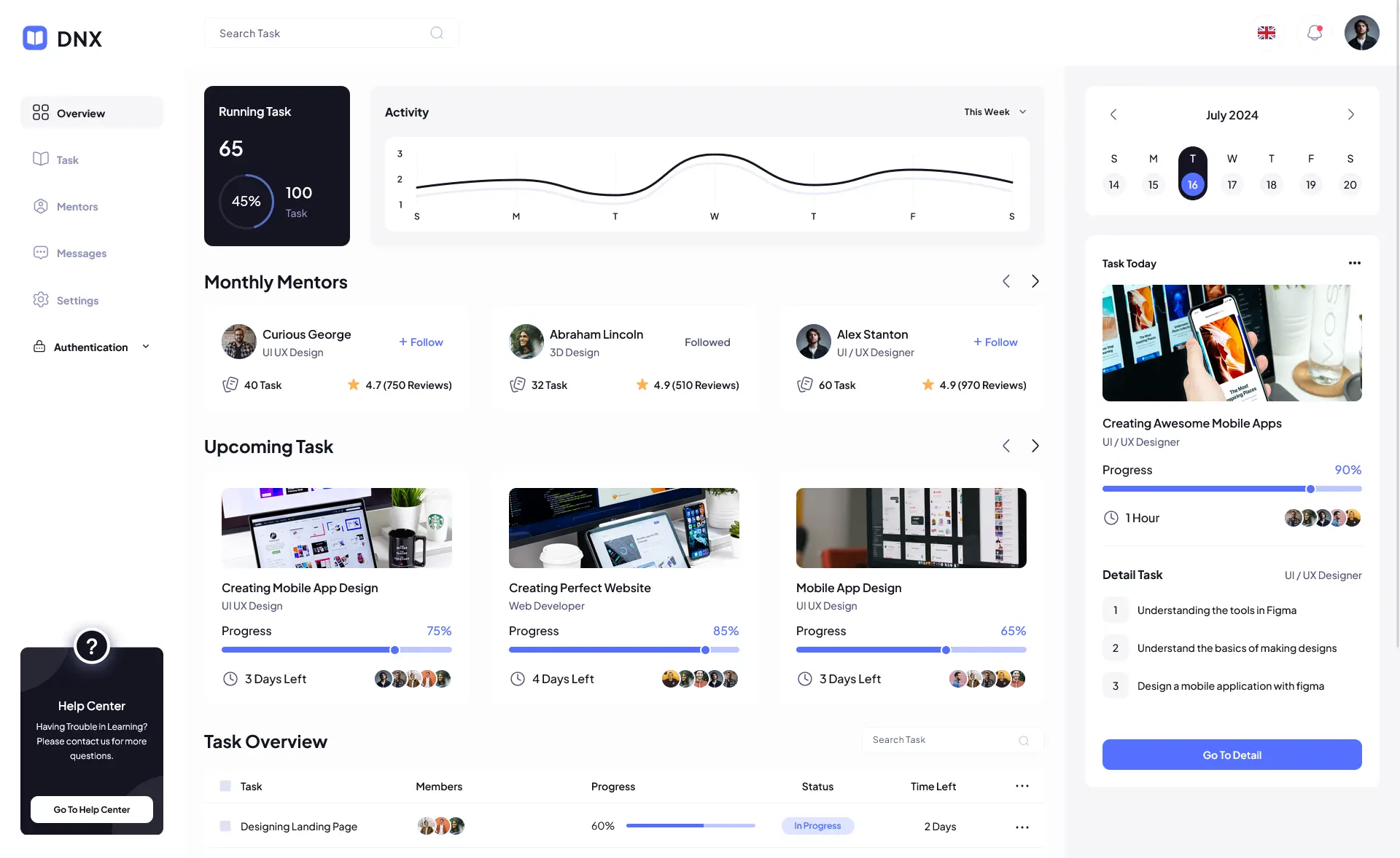 DNX – Free MUI React Admin Dashboard Template