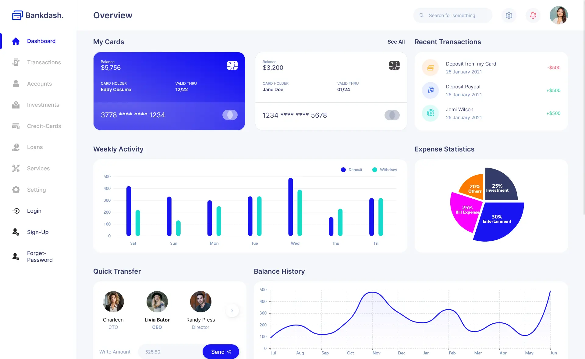 BankDash – Free Material UI React Admin Dashboard Template