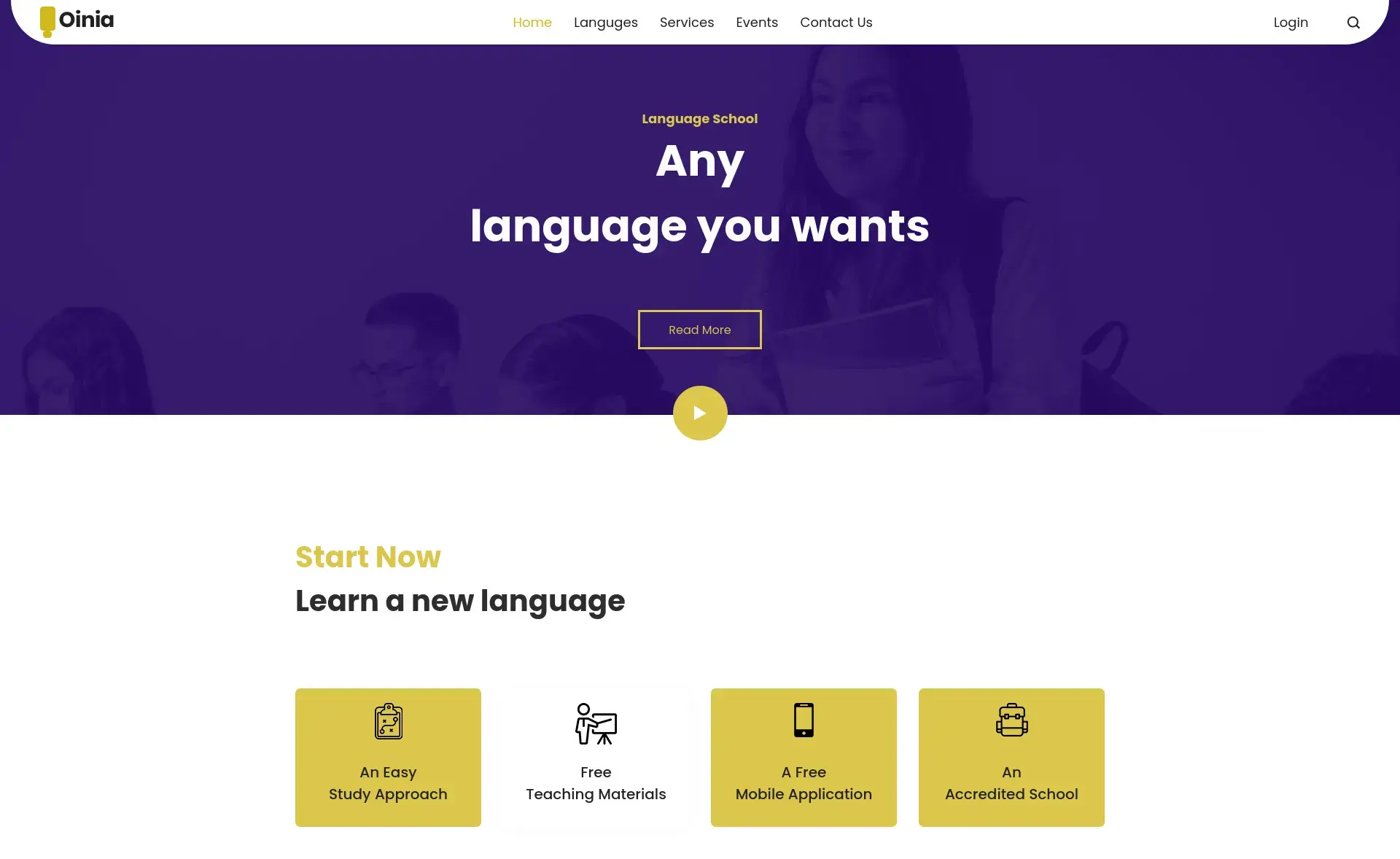 Oinia – Free Bootstrap 4 Educational Website Template