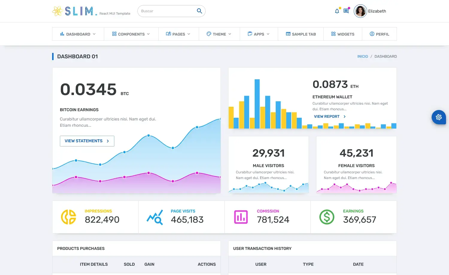 Slim – Free Material UI Admin Dashboard Template React