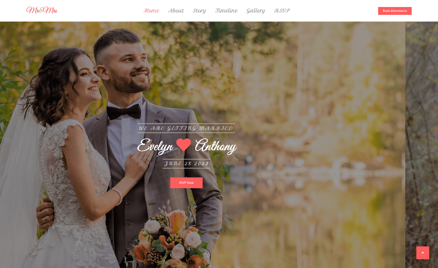 Mr&Mrs – Free Single Page Wedding Service Website Template