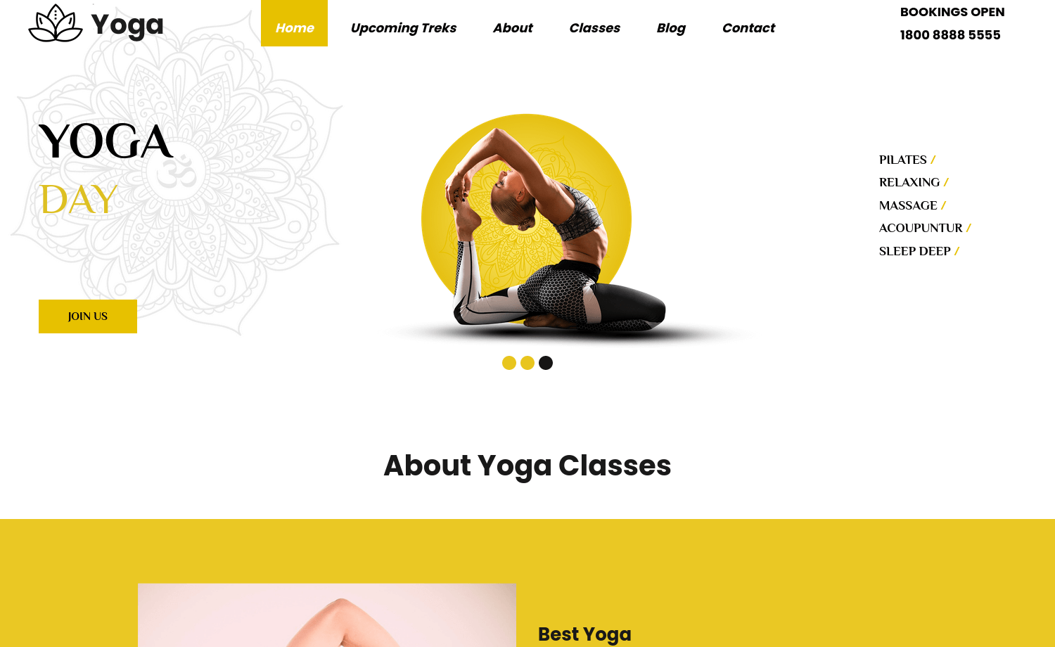 YogaDay – Free Bootstrap 4 HTML5 Multi-Page Website Template