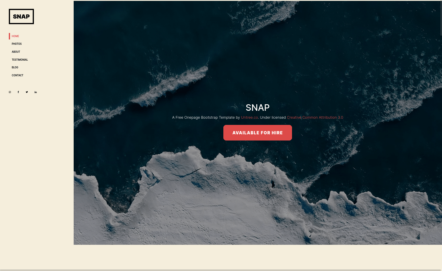 Snap – Free Bootstrap 4 Photography Landing Page Template