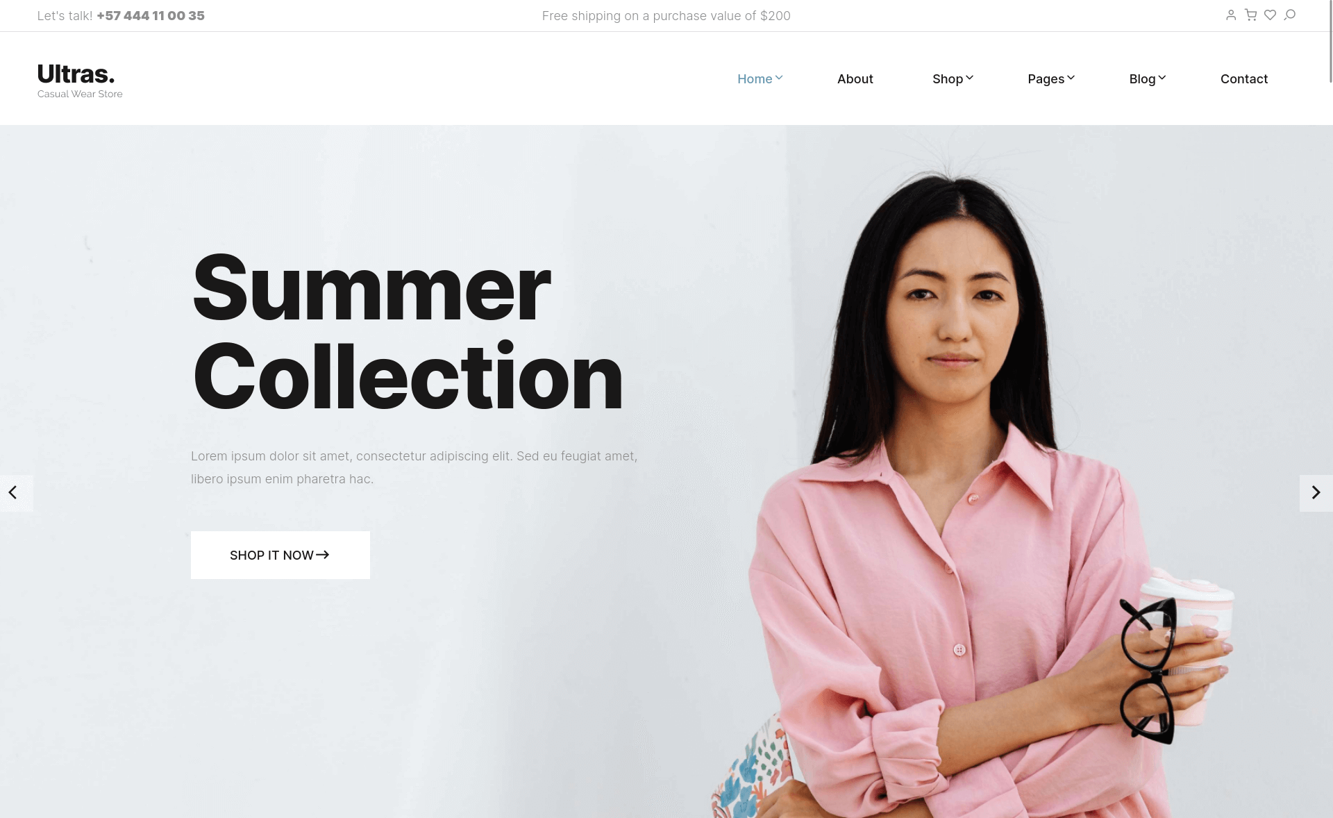 Ultras – Free Multi-page eCommerce Website Template