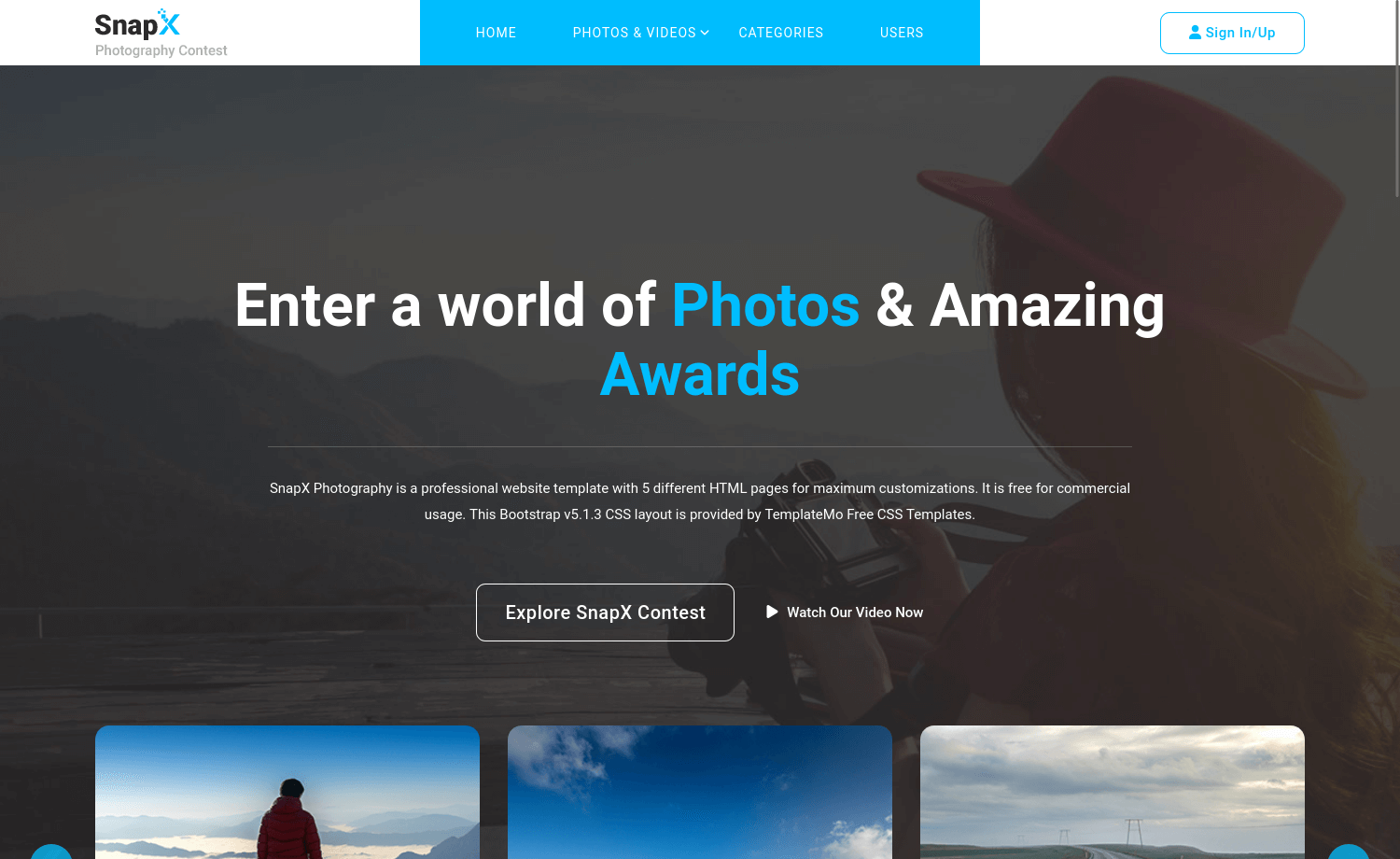 SnapX – Free Bootstrap 5 HTML5 Photography Website Template