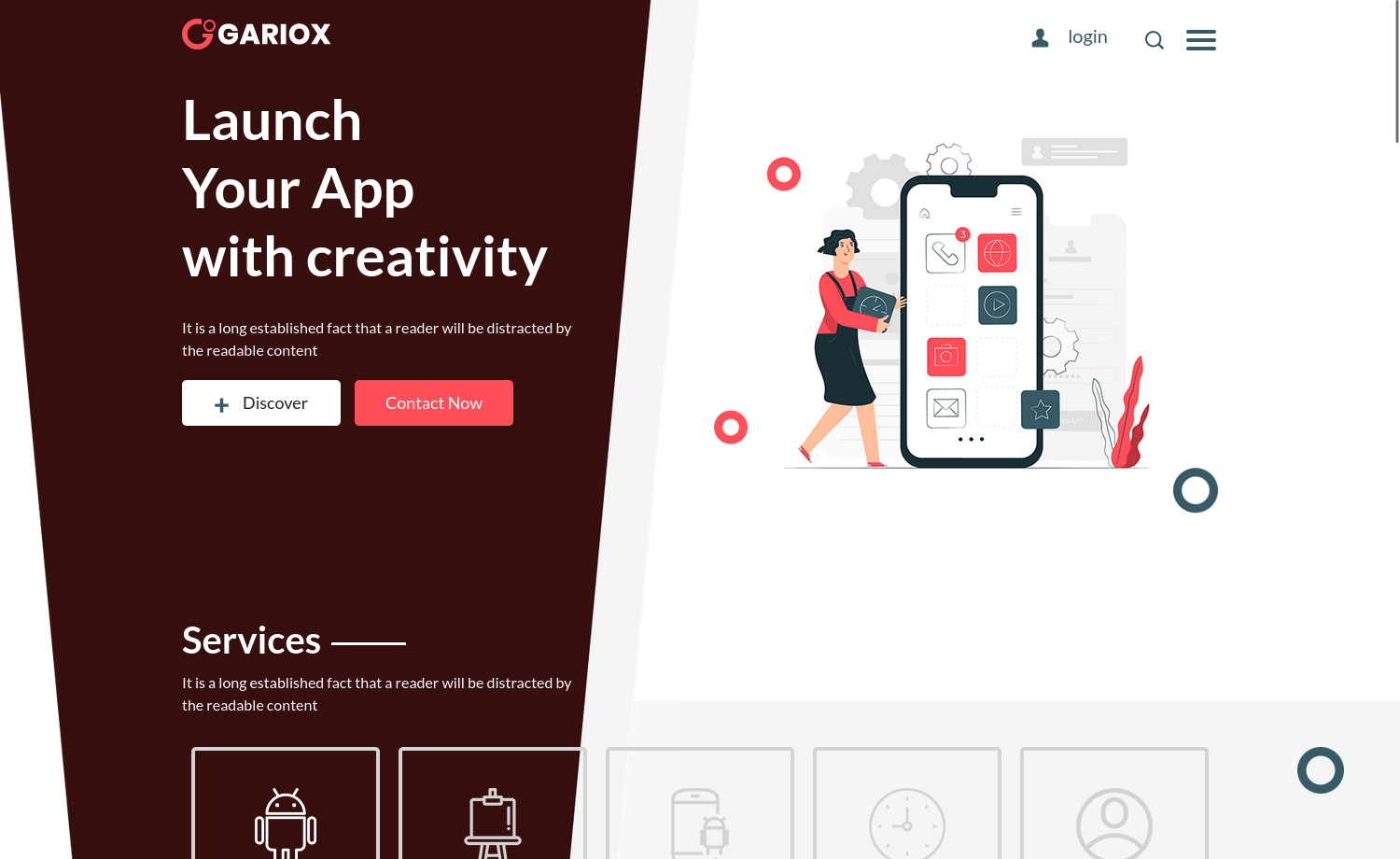 Gariox – Free Bootstrap 4 HTML5 Multi-page Website Template