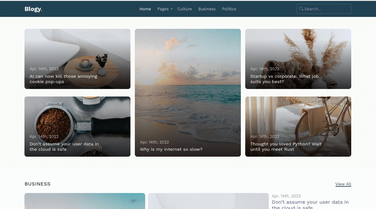Blogy – Free Bootstrap 5 HTML5 Blogging Website Template