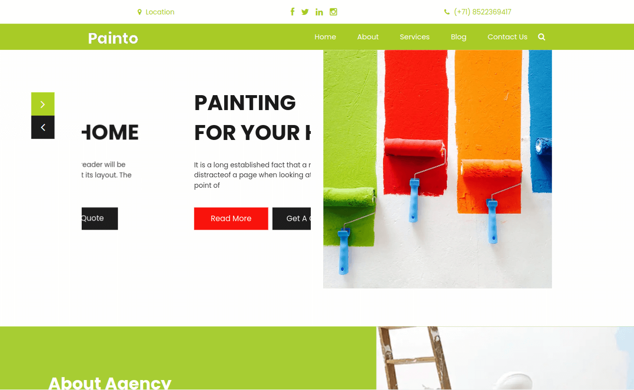 Painto –  Free Bootstrap 4 Painting Service Website Template