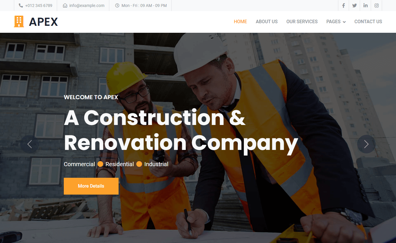 Apex – Free Bootstrap 5 Home Renovation Website Template