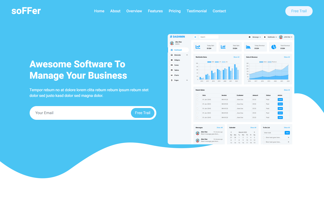 soFFer – Responsive Free Bootstrap 5 HTML5 Landing Page Template