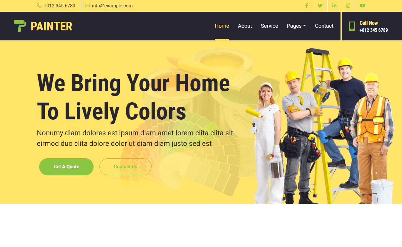 PAINTER – Free Bootstrap 5 Painting Company Website Template