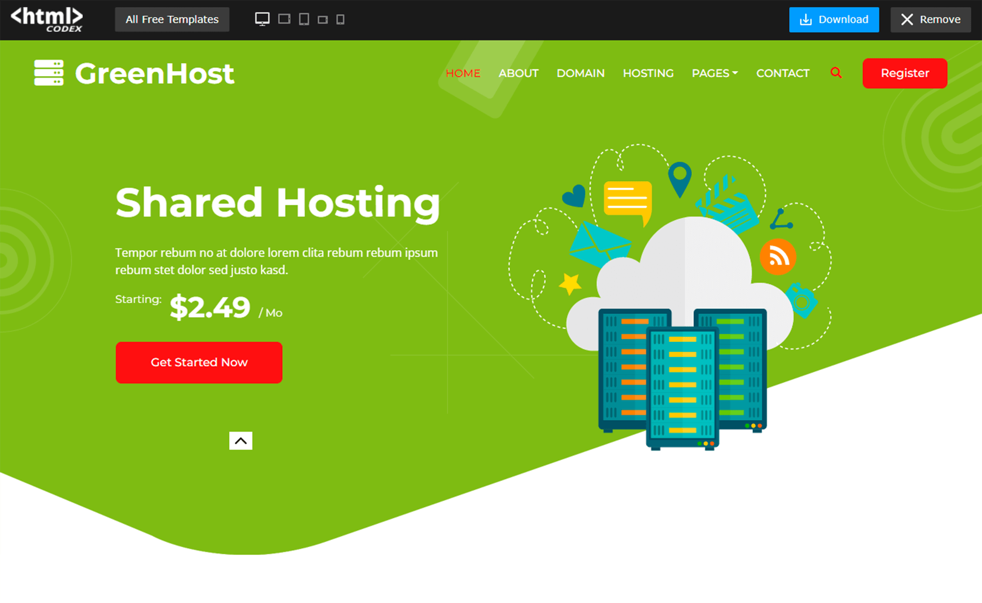 GreenHost – Free Bootstrap 5 HTML5 Web Hosting Template