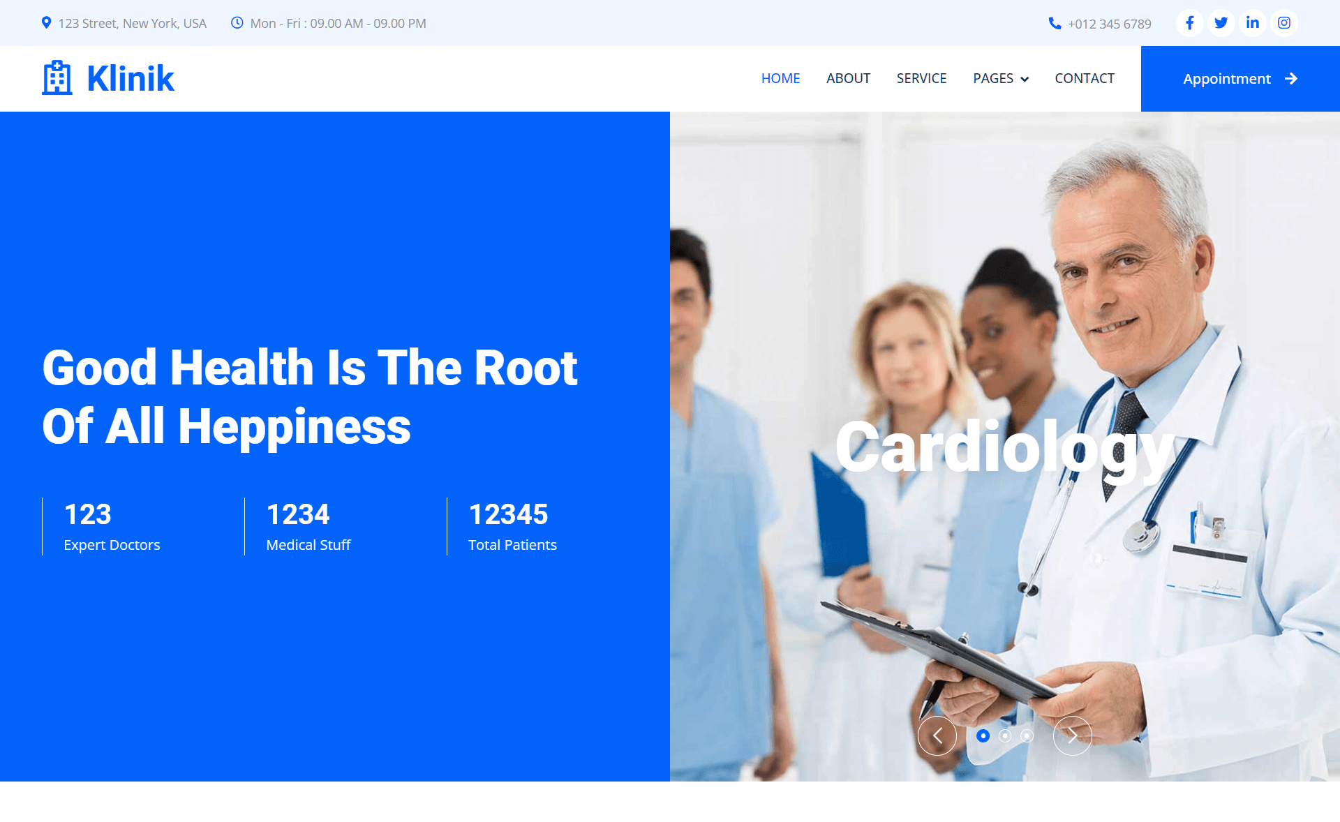 Klinik – Responsive Free HTML5 Bootstrap 4 Medical Website Template
