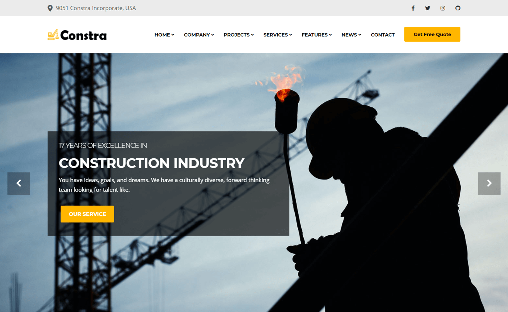 Constra – Free Bootstrap 4 HTML5 Business Website Template