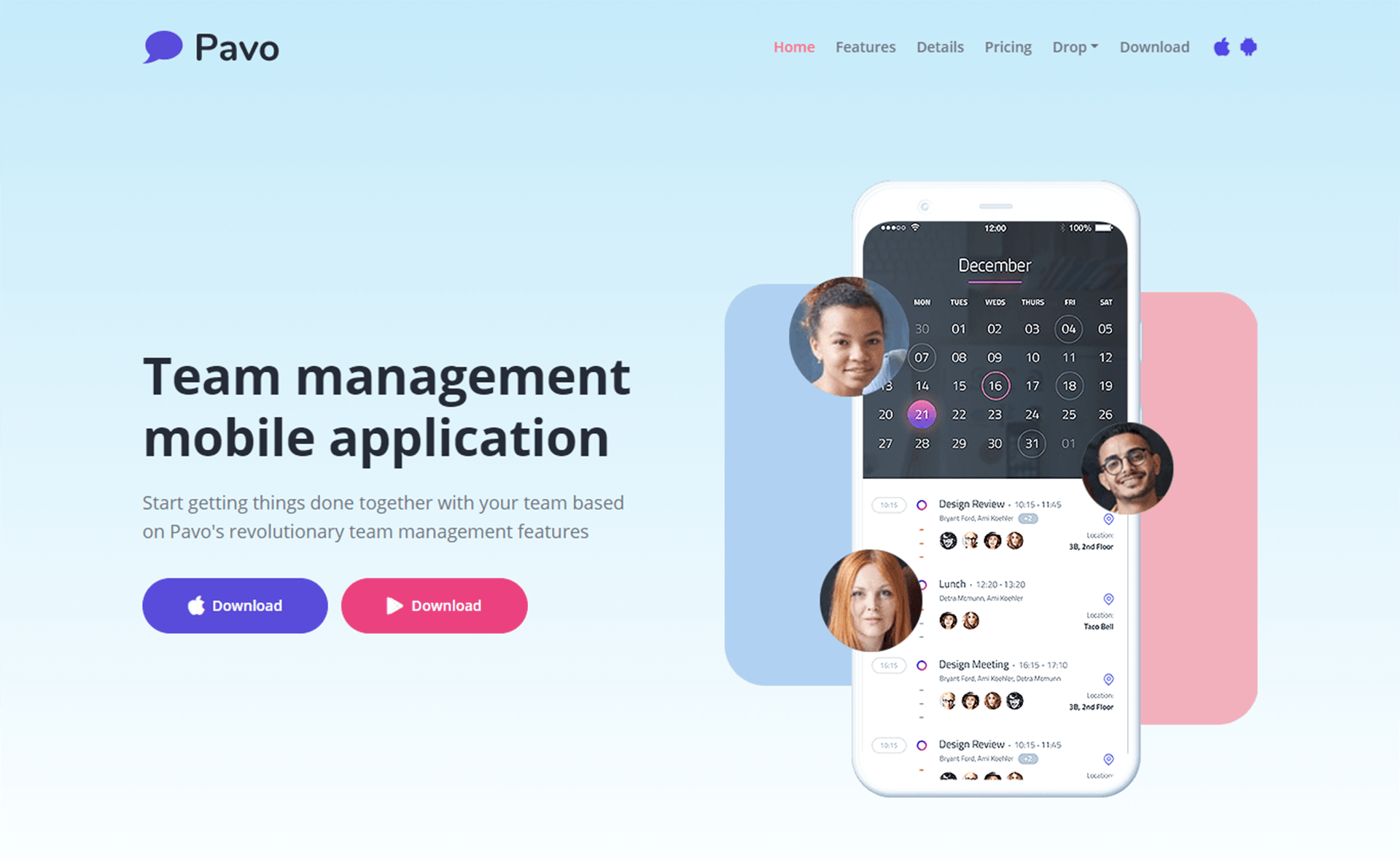Pavo – Free Tailwind CSS HTML5 Landing Page Template