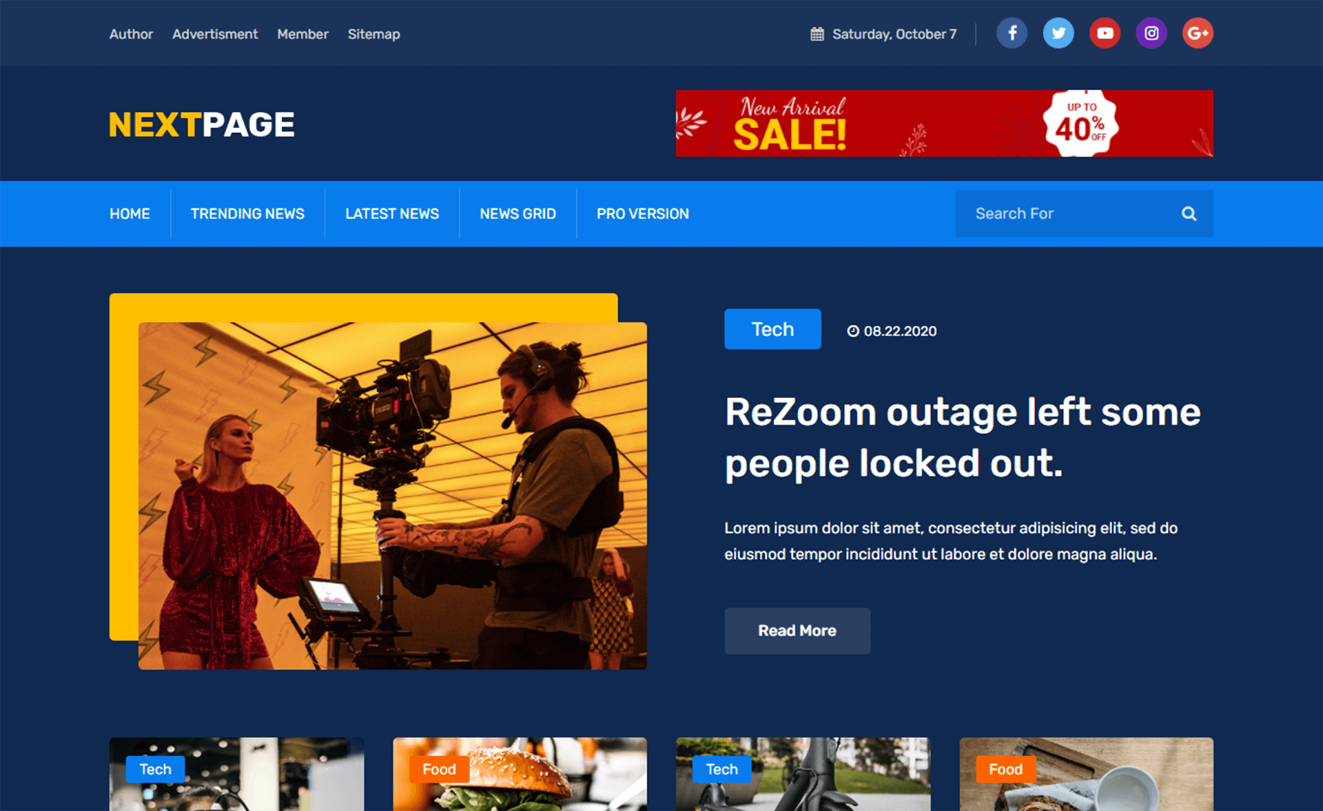 NextPage – Free Bootstrap 4 HTML5 Blog Website Template