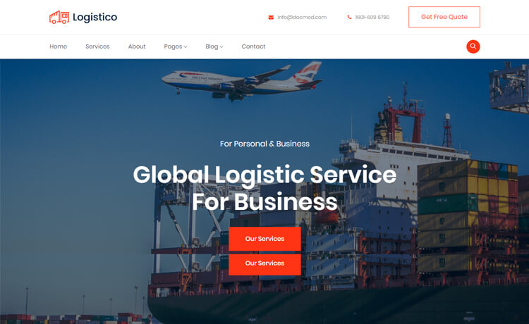 Logistico – Free Bootstrap 4 HTML5 Logistics Website Template