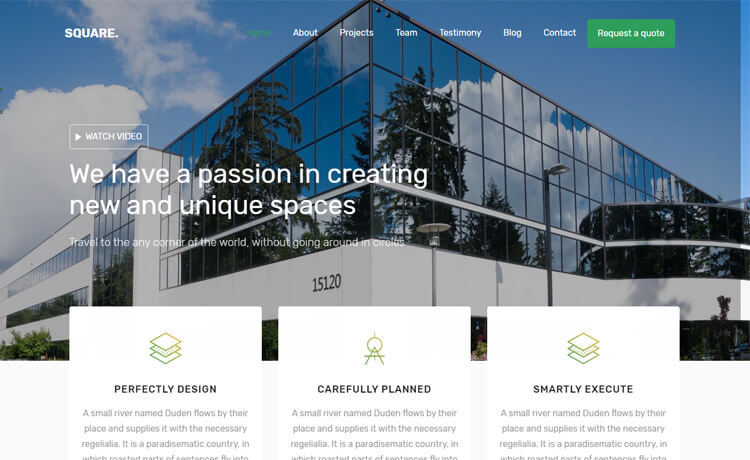 Square – Free Bootstrap 4 HTML5 Architecture Website Template