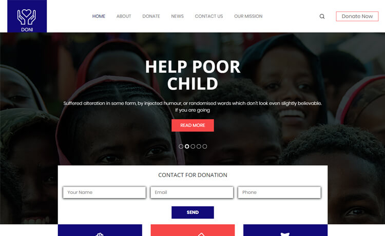 Doni – Free Bootstrap 4 HTML5 Charity Website Template