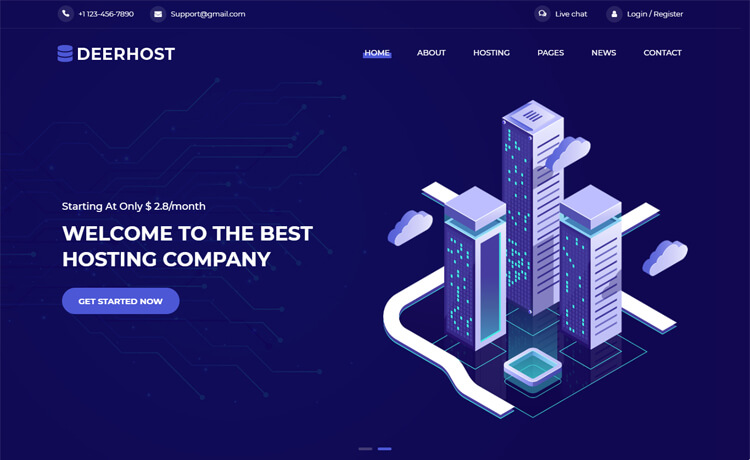 DeerHost – Free Bootstrap 4 HTML5 Hosting Website Template