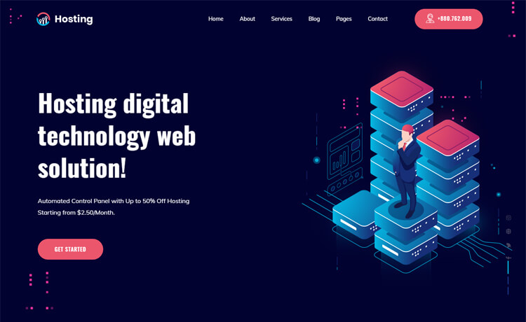 WebHostingService – Free Bootstrap 4 HTML5 Hosting Website Template