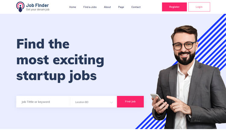 JobFinderPortal – Free Bootstrap 4 HTML5 Job Portal Website Template