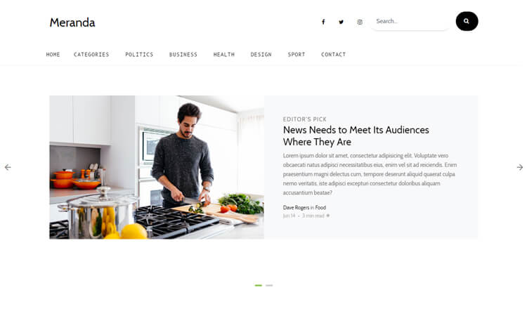 Meranda – Free Bootstrap 4 HTML5 Responsive Magazine Website Template