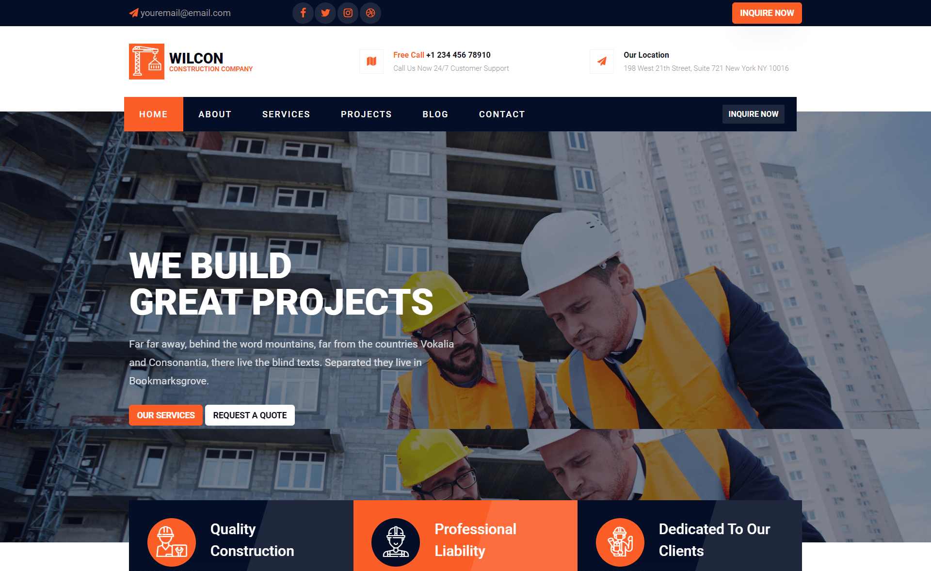 Wilcon – Free Bootstrap 4 HTML5 Construction Business Website Template