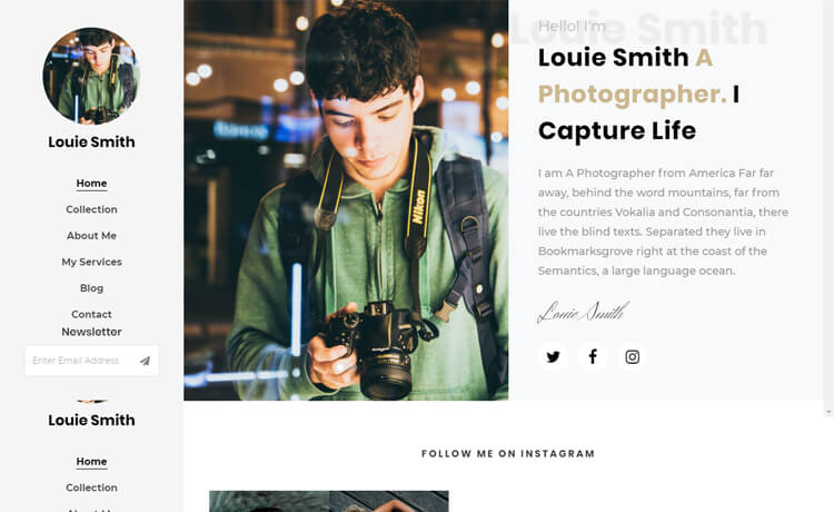 Louie – Free Bootstrap 4 HTML5 Photography Website Template