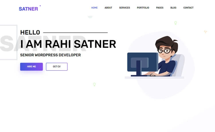 Satner – Free Bootstrap 4 HTML5 Web Developer Portfolio Website Template