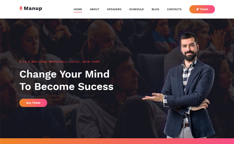 Manup – Free Bootstrap 4 HTML5 Event Management Website Template